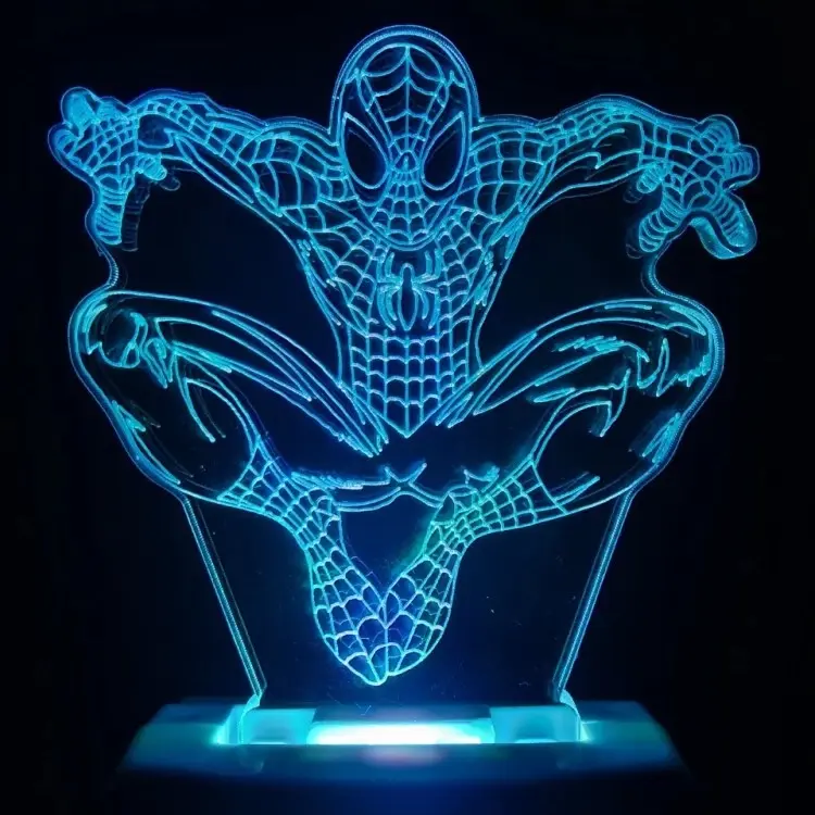 GearUP Acrylic Multicolor Night Lamp (Spider Man)