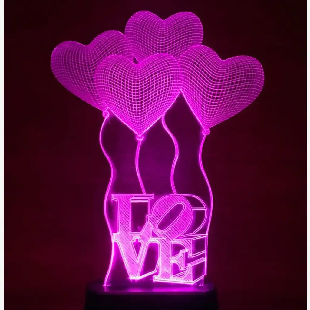 GearUP Acrylic Multicolor Night Lamp (Love Baloon)