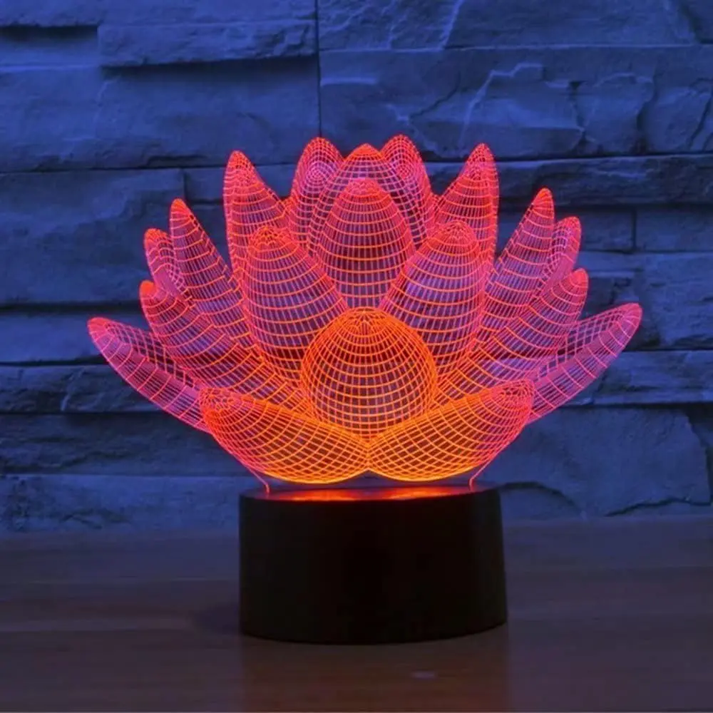 GearUP Acrylic Multicolor Night Lamp (Water Lily ) 