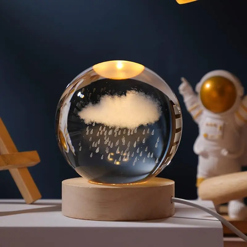 Rain Cloud 3D Crystal Ball Night Lamp
