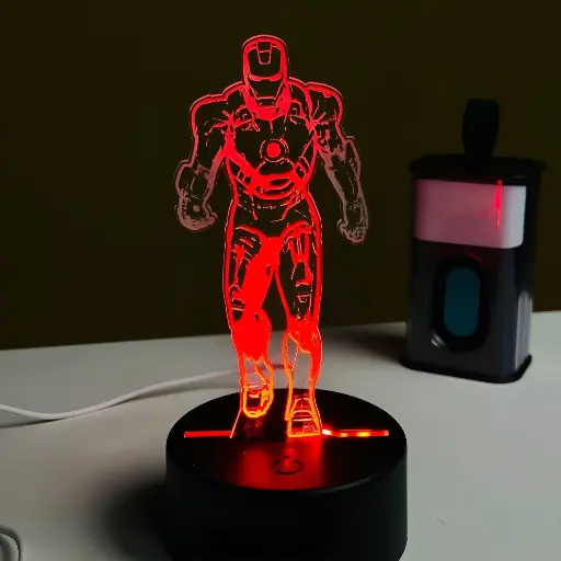 GearUP Acrylic Multicolor Night Lamp (IRON MAN)