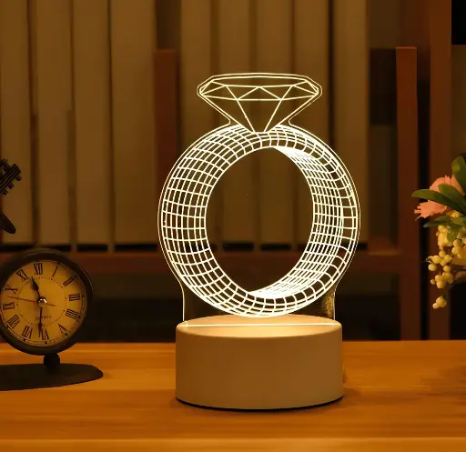 GearUP Acrylic Multicolor Night Lamp (Diamond Ring) 