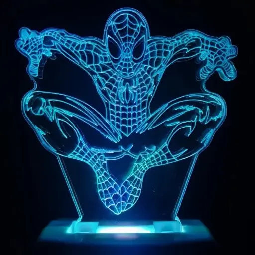 GearUP Acrylic Multicolor Night Lamp (Spider Man)