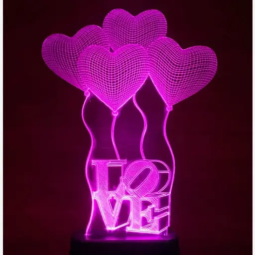 GearUP Acrylic Multicolor Night Lamp (Love Baloon)