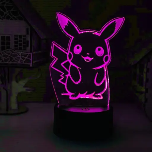 GearUP Acrylic Multicolor Night Lamp (Pikachu)