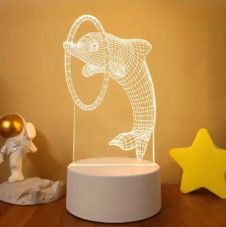 GearUP Acrylic Multicolor Night Lamp Black (Dolphin)