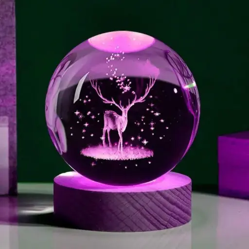  Deer 3D Crystal Ball Night Lamp